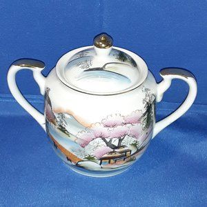 Vintage Hand Painted Moriage Kutani N.S. Sugar Bowl With Lid